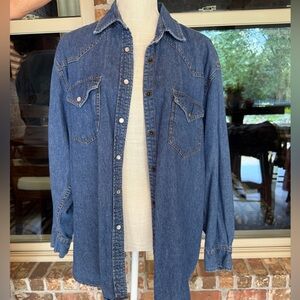 Blue Denim Pearl Snap Shirt